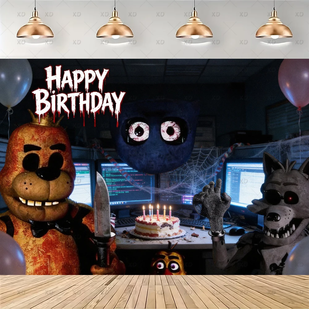 Five Nights at Freddy's Themen-Geburtstagsparty Dekorations-Set Banner Zubehör Ballon-Set Tortendekoration Banner Cartoon-Hintergrund Geschenk – Detail 7