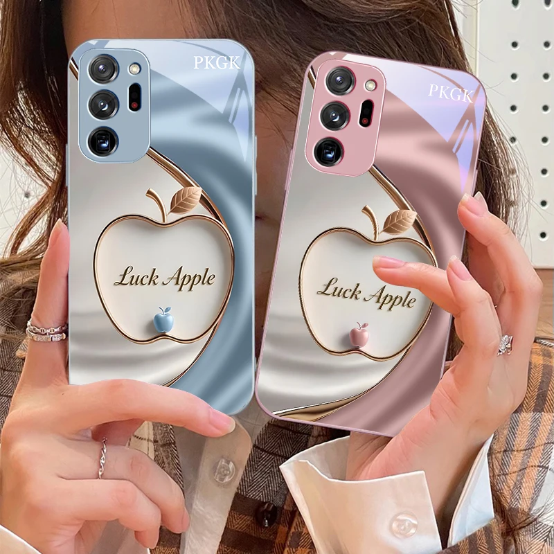 

Silky Lucky Golden Apple For Samsung M02 12 Note 8 9 10 20 A 01 A02 A03 Core 04 A05 06 10 12 13 14 15 A16 glass Ultra phone case