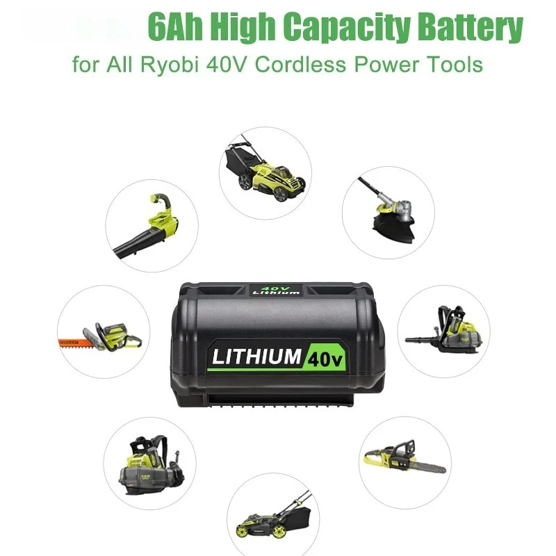 For Ryobi 36V-40V Li-ion Battery 6000mAh/7500mAh Charger Compatible OP4050 OP4030 OP4040 OP400A Cordless Power Tools Battery