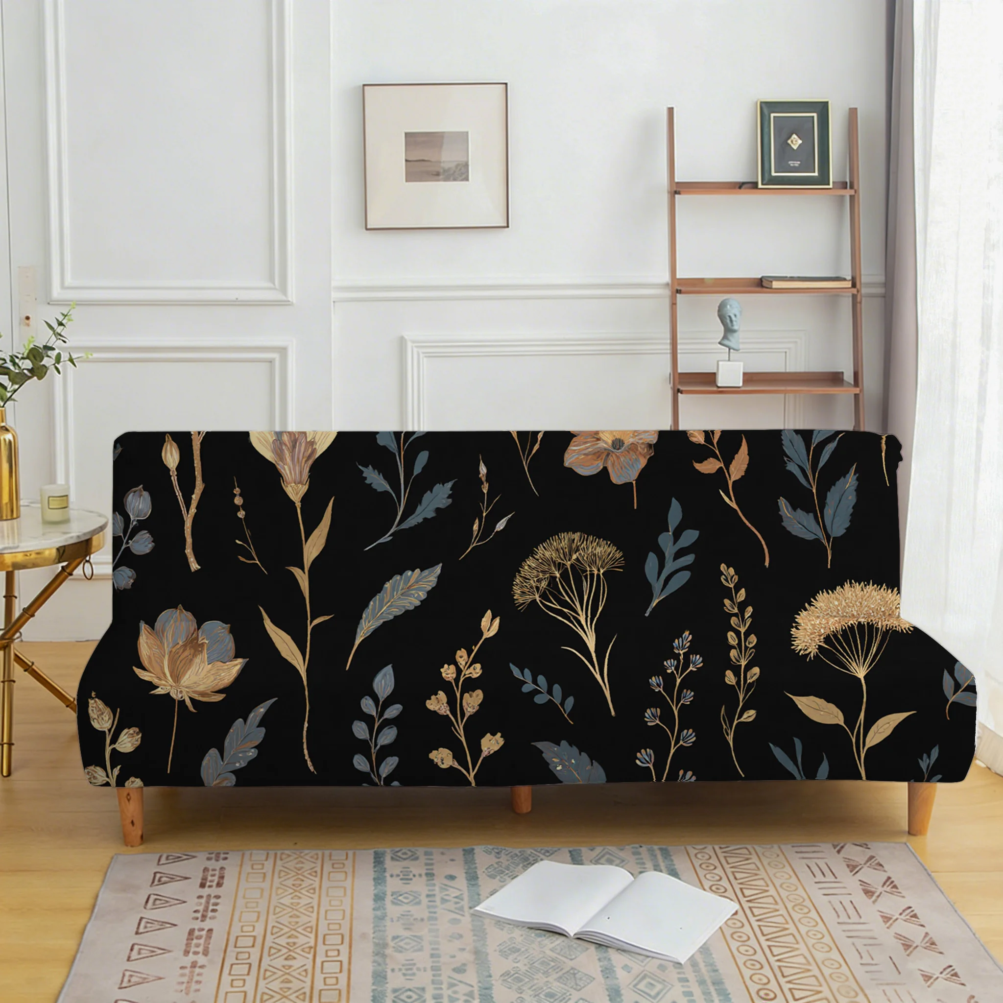 

Синее покрывало для дивана с цветочным узором, подходит для различных видов домашнего декора, легко устанавливается, можно стирать в машине.