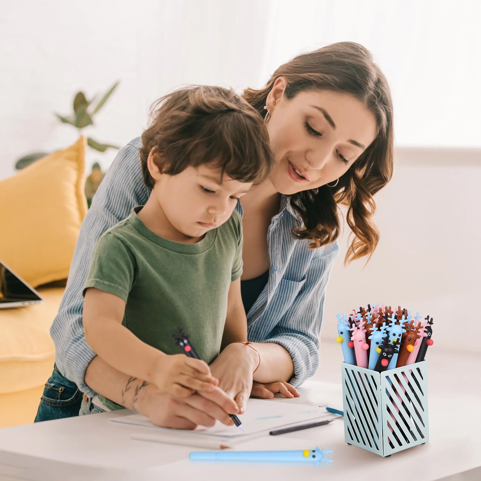 

24pcs Ballpoint Pen Set Cute Sunflower Design Smooth Writing Comfortable Grip Kids Office School Use Cartoon Pens Gifts