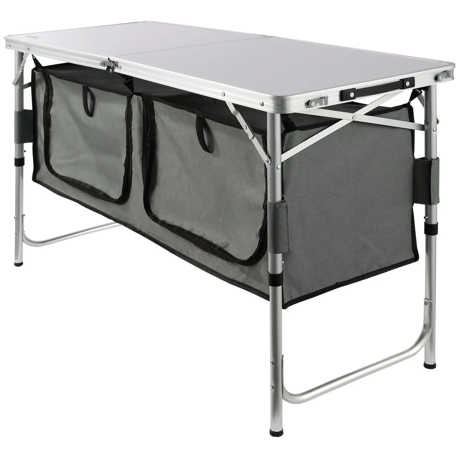 

Quick-Setup Camping Table – 3 Height Adjustments, MDF Top for Outdoor BBQs & RV Travel."