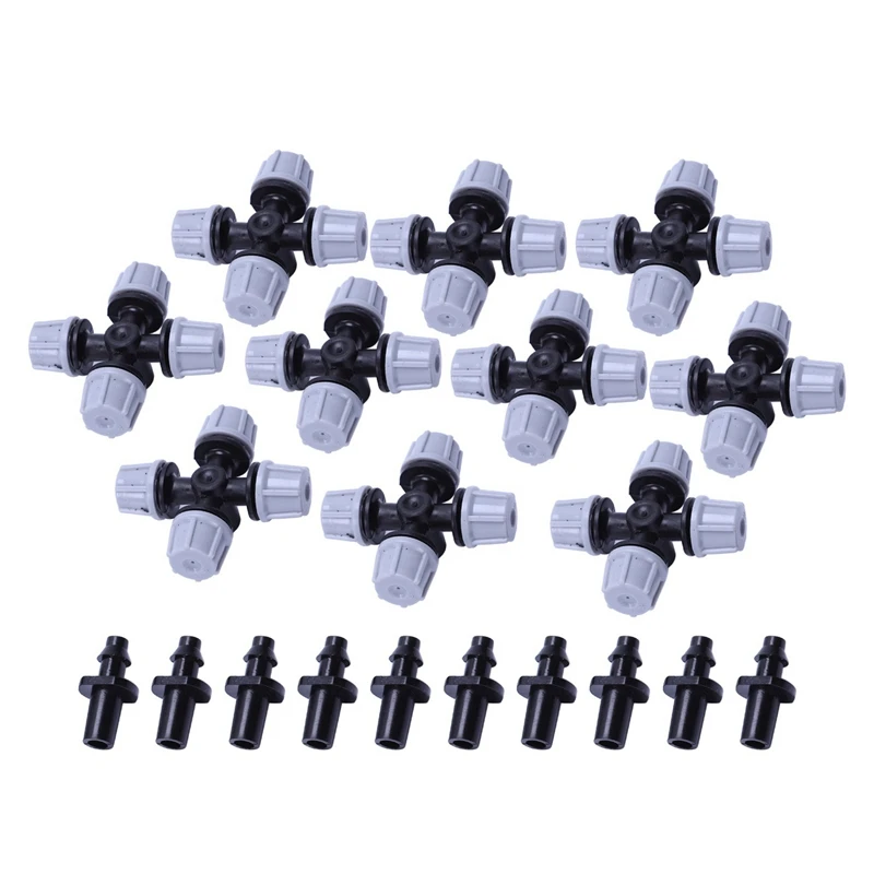 Greenhouse Humidifier Plant Misting Cross Atomizing Nozzle Sprinkler Tee (50Pcs)