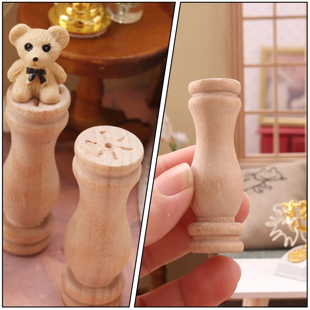 Poteaux miniatures en bois pour enfants, meubles de maison minuscules, jouets pour enfants, mini piquet, ornement pour bébé, 6 pièces