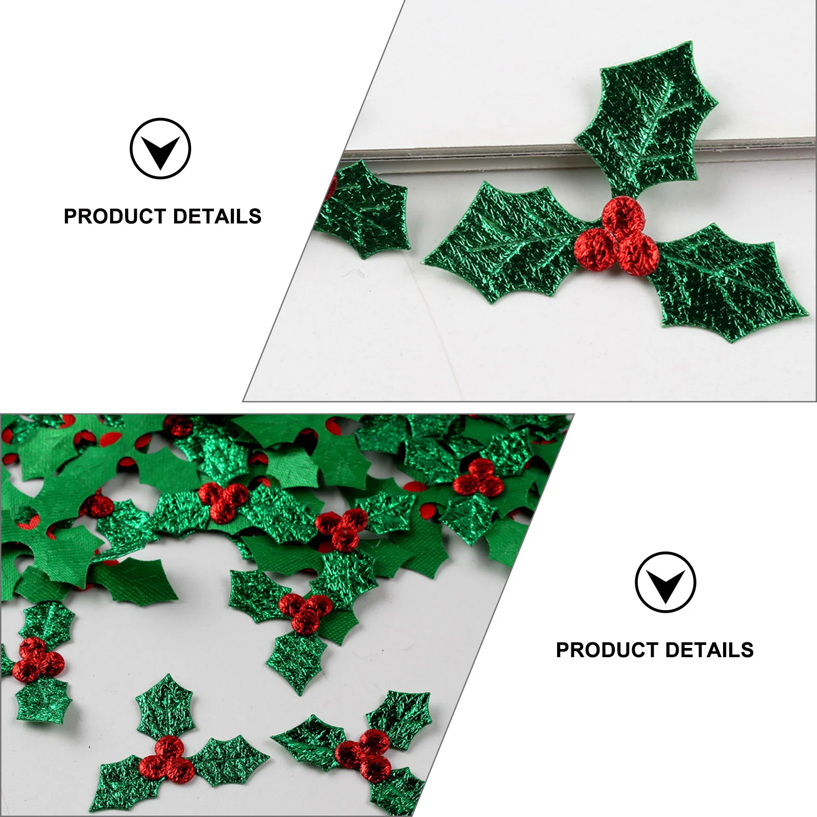 Christmas Patches Artificial Berry DIY Crafts Holly Leaves Edible Cake Decorations