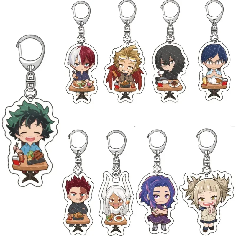 Cute Q Version Acrylic Figures Keychain Boku No Hero Academy Bag Cosplay Props Midoriya Izuku Bakugou Katsuki