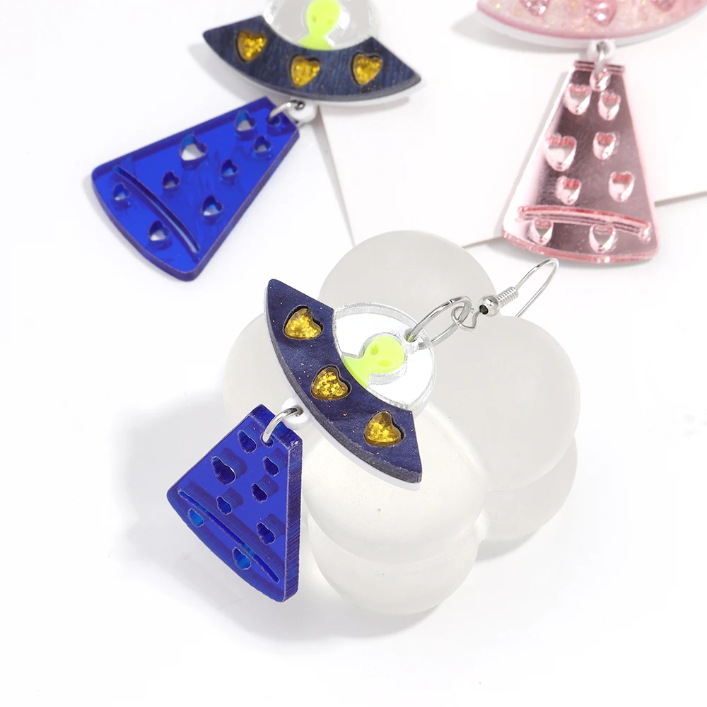 Women's Creative UFO Alien Acrylic Drop Earrings