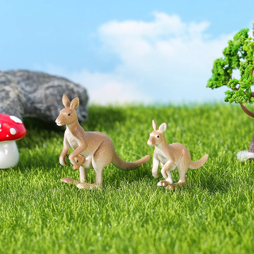 4 Pcs Micro Landscape Ornament Mini Bunny Figures Miniature Kangaroo Statue Animal Small Decorations Pvc