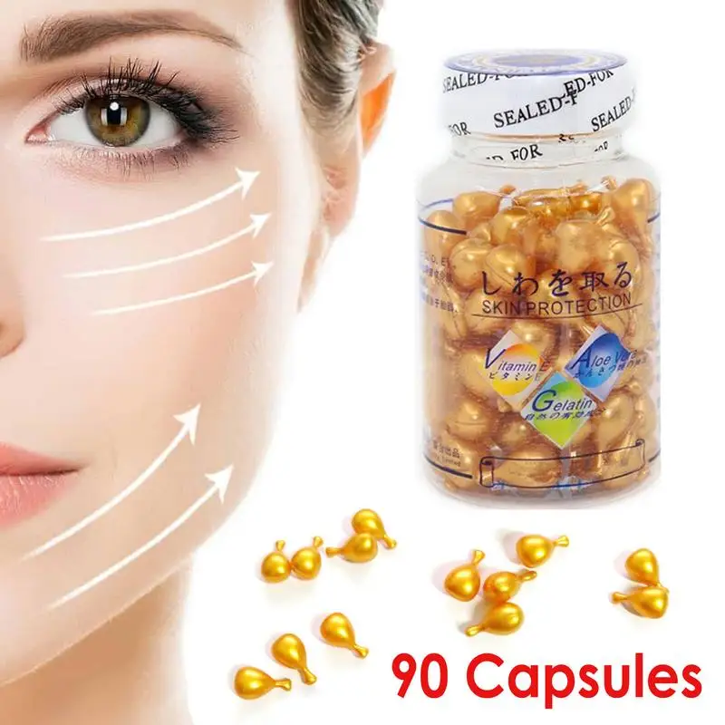 90 Capsules Facial Anti-Wrinkle Vitamin E Serum Neck Firming Moisturizing Facial Regeneration Essence For Day & Night Use