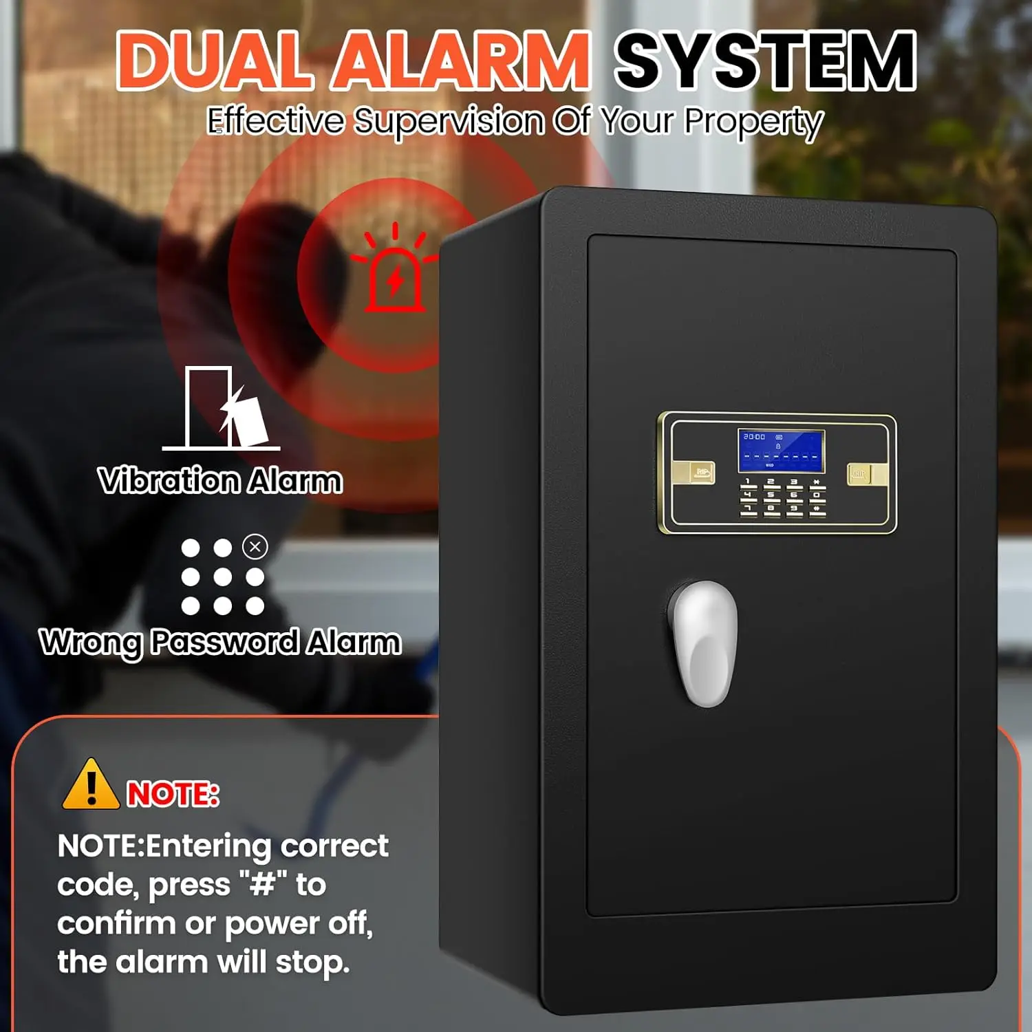 5.1Cuft Extra Large Heavy Duty Safe Box, Home Safe Fireproof Waterproof with Double Safety Key Lock and Separate Lock Box, Anti-