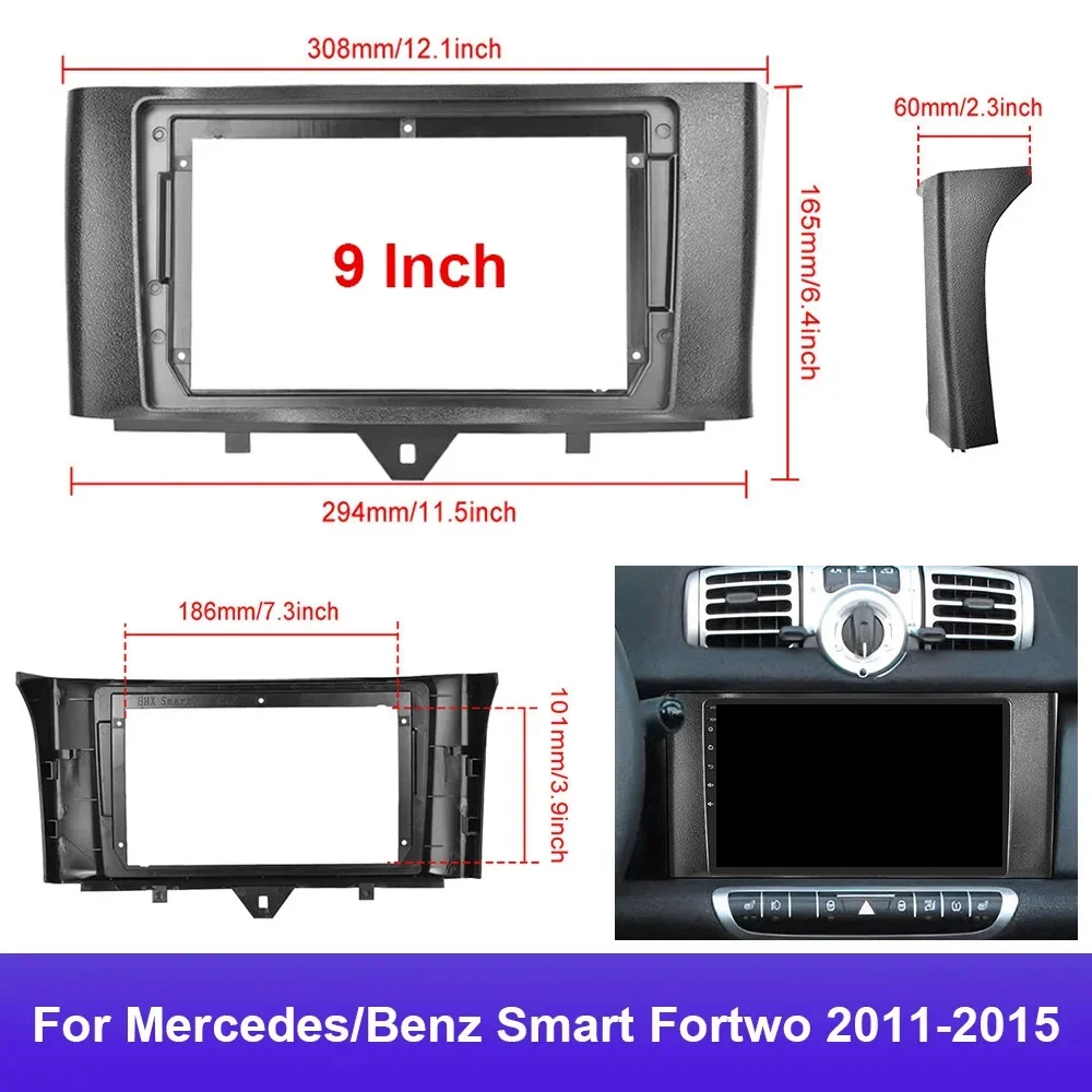 

9 Inch Car Radio Fascia For Mercedes/Benz Smart Fortwo 2011-2015 Stereo Frame Plate Adapter Mounting Dash Installation Bezel KIT