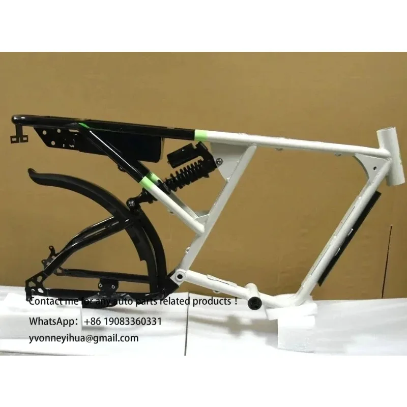 YQEBIKES Full Suspension Soft-tail Carbon Steel Electric Bike Beach Bicycle Frame 20*4.0 Fat City Bike Frame Ebike 73 Frameset