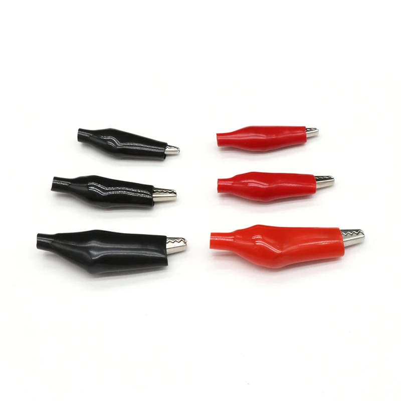 Klip Buaya 28 35 45mm Hitam Merah 10/20Pcs Penjepit Listrik Buaya untuk Pengujian Probe Meter Plastik Lunak Klip Uji Alligator