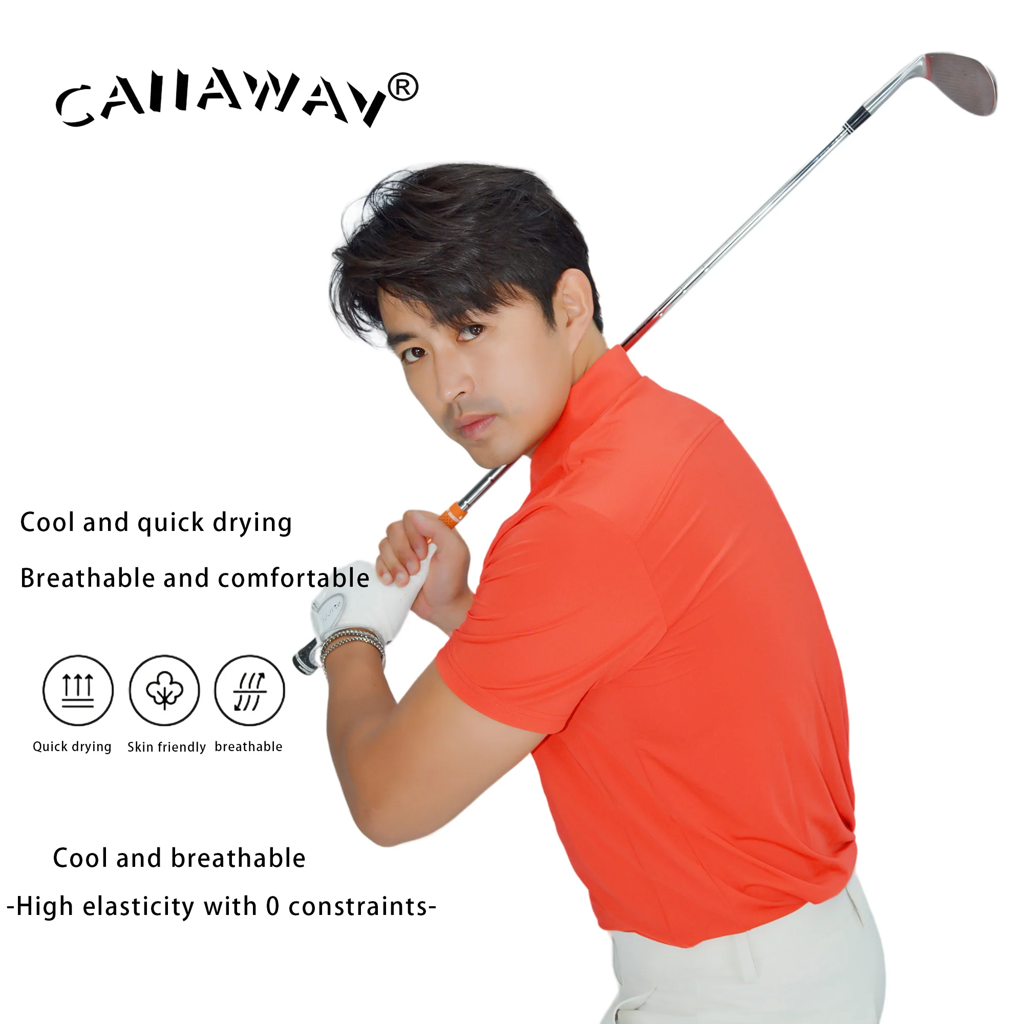 

CAIIAWAV Golf Short sleeved Polo Shirt Men's Top T-shirt GOLF Short sleeved Men's Breathable Quick drying New Style