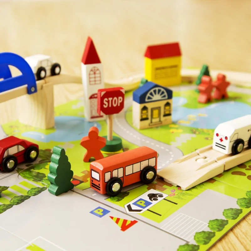 Kerstcadeau 1 Set Houten Stadsspoor Viaduct Verkeersscène Demontage Speelgoed Montessori Educatief Spel Kinderen Geschenken