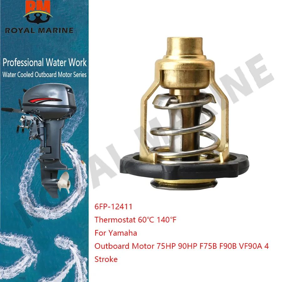 

Thermostat 60℃ 140℉ 6FP-12411-00 For Yamaha Outboard Motor 75HP 90HP F75B F90B VF90A 4 Stroke 6FP-12411 6FP-12411-00-00 replac
