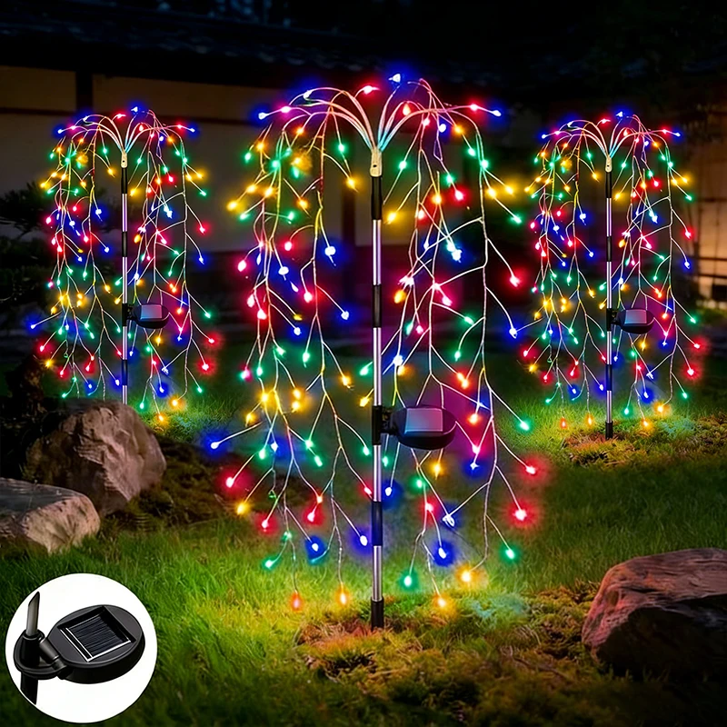 Outdoor LED Fairy Lights Garden Path Decor Garland Tree Solar Lights for Balcony Patio Party Street Lawn Lamp