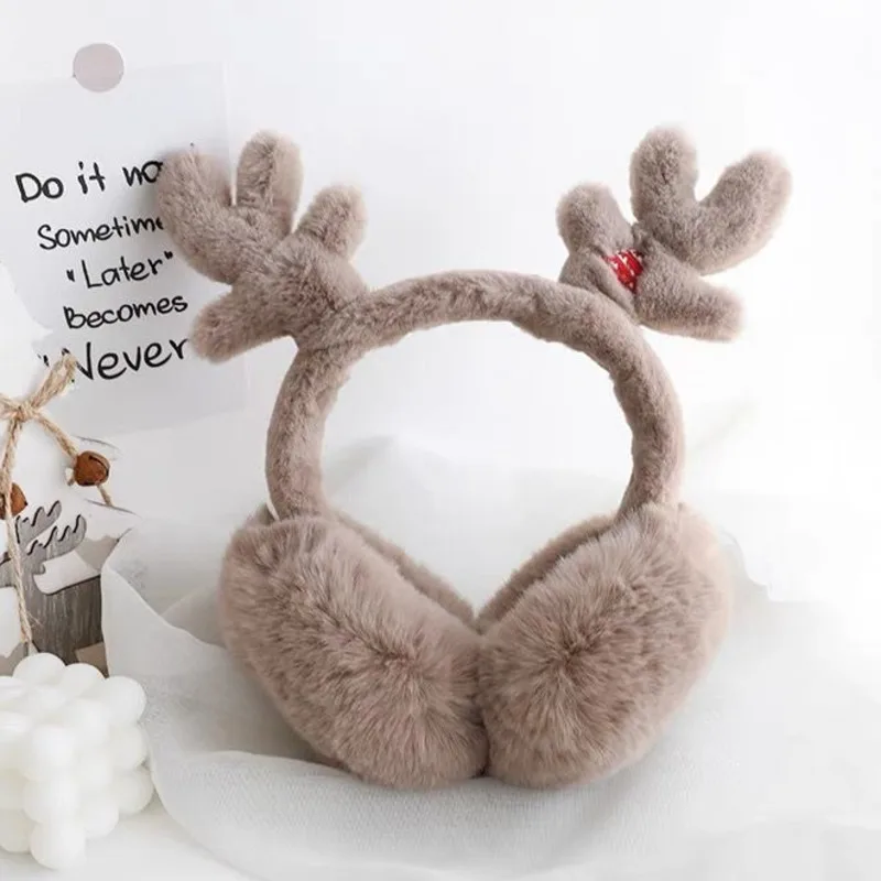 New Cute Deer Horn Plush Earmuffs Unisex Winter Ear Warmer Children  Antifreeze Ear Cover Fur Earplugs Birthday Christmas Gifts