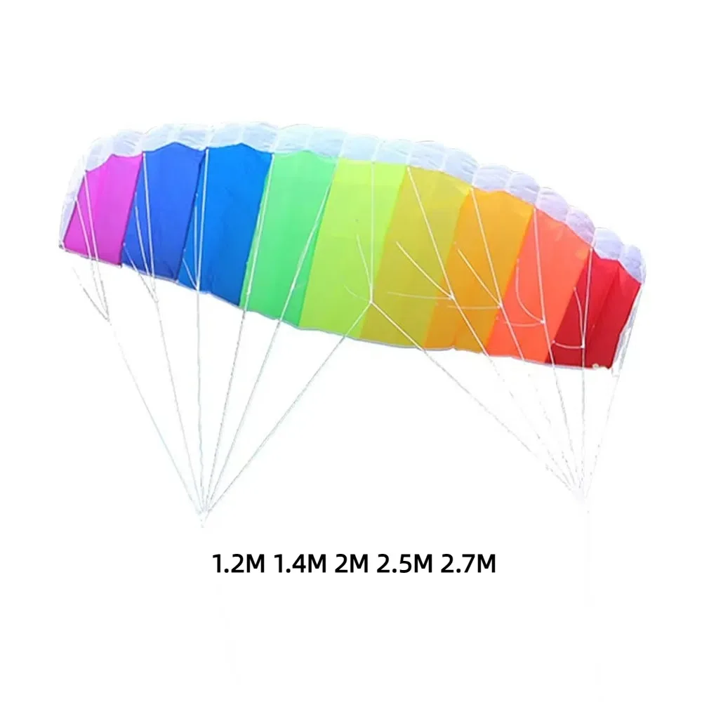 Easy to Fly Rainbow Umbrella Kite Dual Line 30 Meters Line Soft Kite Good Flying Double Power Parafoil Kite Outdoor Beach