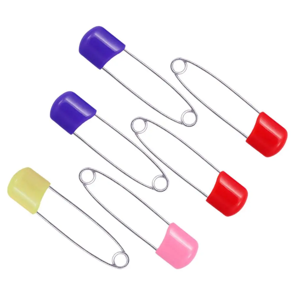 50Pcs Plastic Head Safety Pins 5.3cm Safety Locking Cloth Baby Diaper Nappy Pins Needle DIY Pins Sewing Accessory Markers