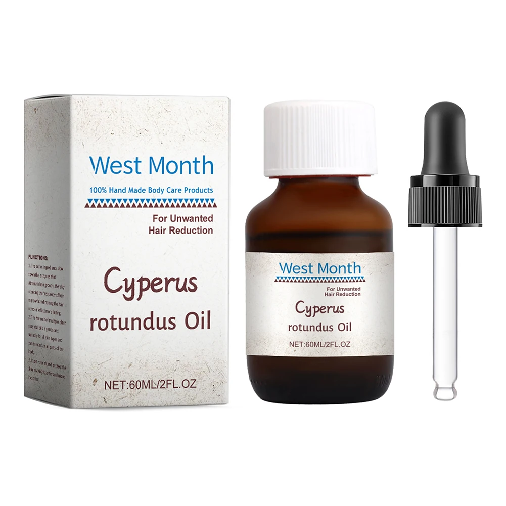 60ml Cyperus Rotundus Oil Cypress Essential Oil Reducing Body Hair Growth Soothing Oil with Dropper for Hair Removal