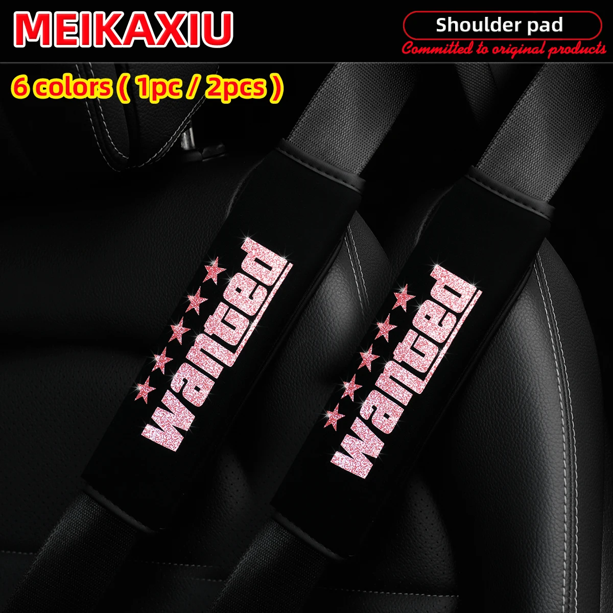 WENTED Flash Bllingbling New Style Comfortable Fabric Car Seat Belt Shoulder Cover Car Interior Accessories Women's Use