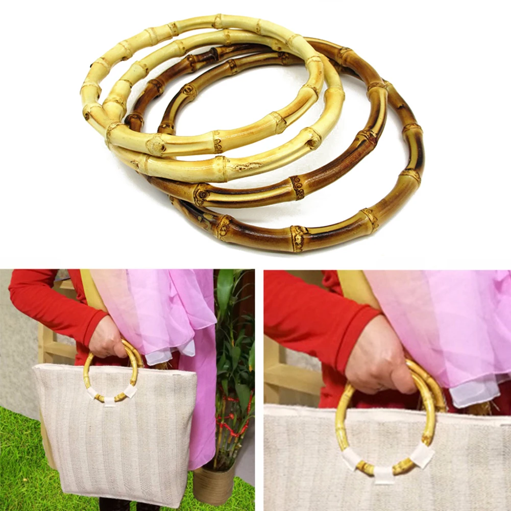 

1 Pair 2 Sizes 13cm 15cm Round High Quality Round Bamboo Bag Handle For Handbag Handcrafted DIY Bags Accessories