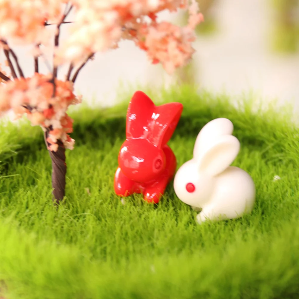 

20Pcs Resin Rabbit Scenery Decoration Home Store Red Fake Decoration for Bonsai Garden Micro Landscape Rabbit Resin