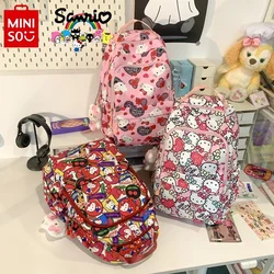 Sanrio HelloKitt Backpack Student Bag Backpack Teenagers Nylon Material Cartoon Anime Light Weight Tarp Backpacks High Capacity