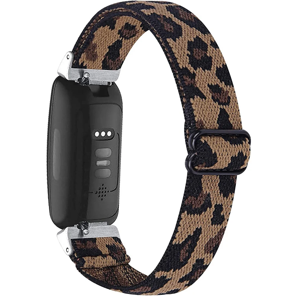 Smart Watch Bands for Fitbit Inspire 2/ Inspire HR, Elastic Adjustable Soft Strap Wristbands Replacement Bands(Leopard)