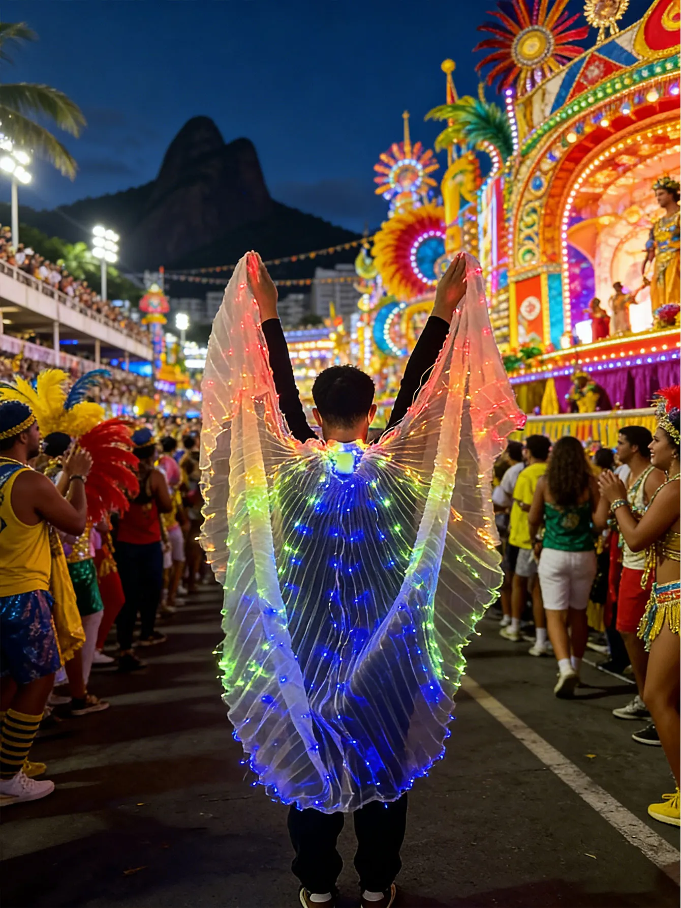 컬러풀 댄스 남성 의상 액세서리 다채로운 LED 나비 파티 날개 파티 장식 망토 (배터리 미포함)