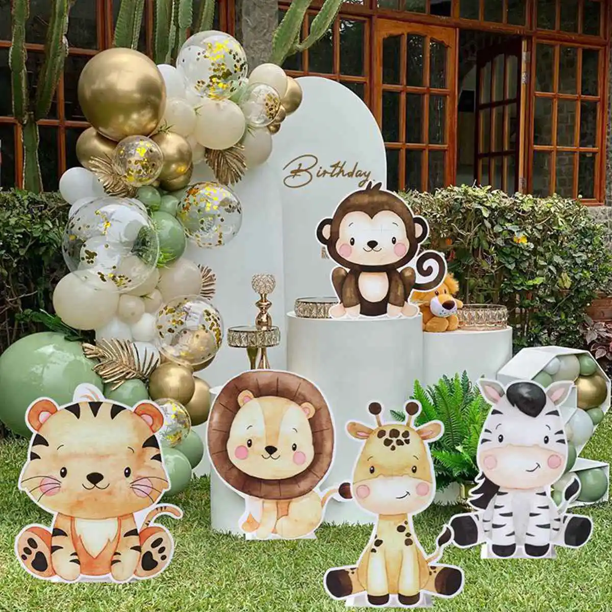 Jungle Animal Backdrop Safari Birthday Party Decoration Kids Woodland Wild One Lion Themed Party Supplies Baby Shower Decor