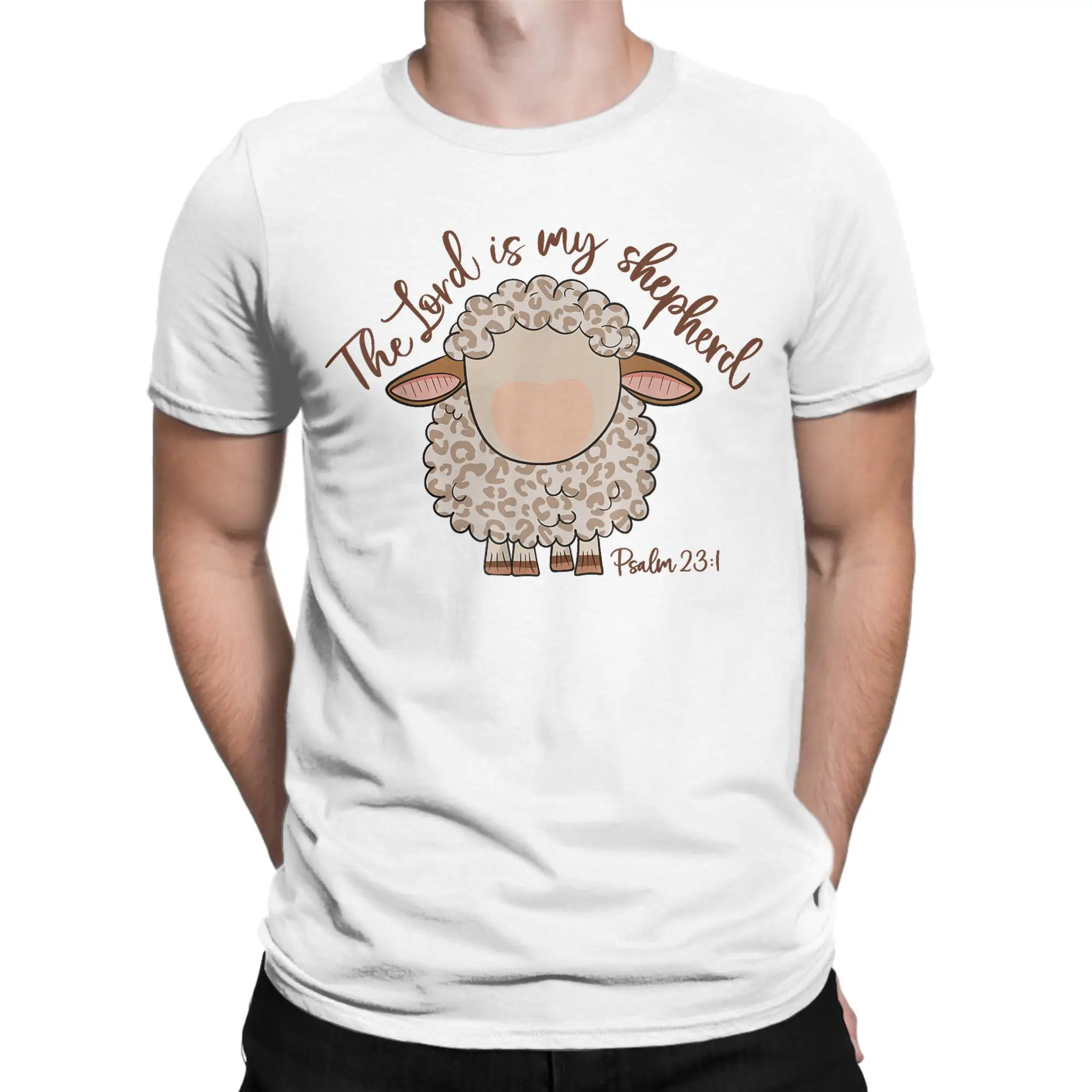 The Lord is My Shepherd Christian Faith Bible Verse Psalm T-Shirt Men Women Cotton Tees Short Sleeve T Shirts 6XL Clothes