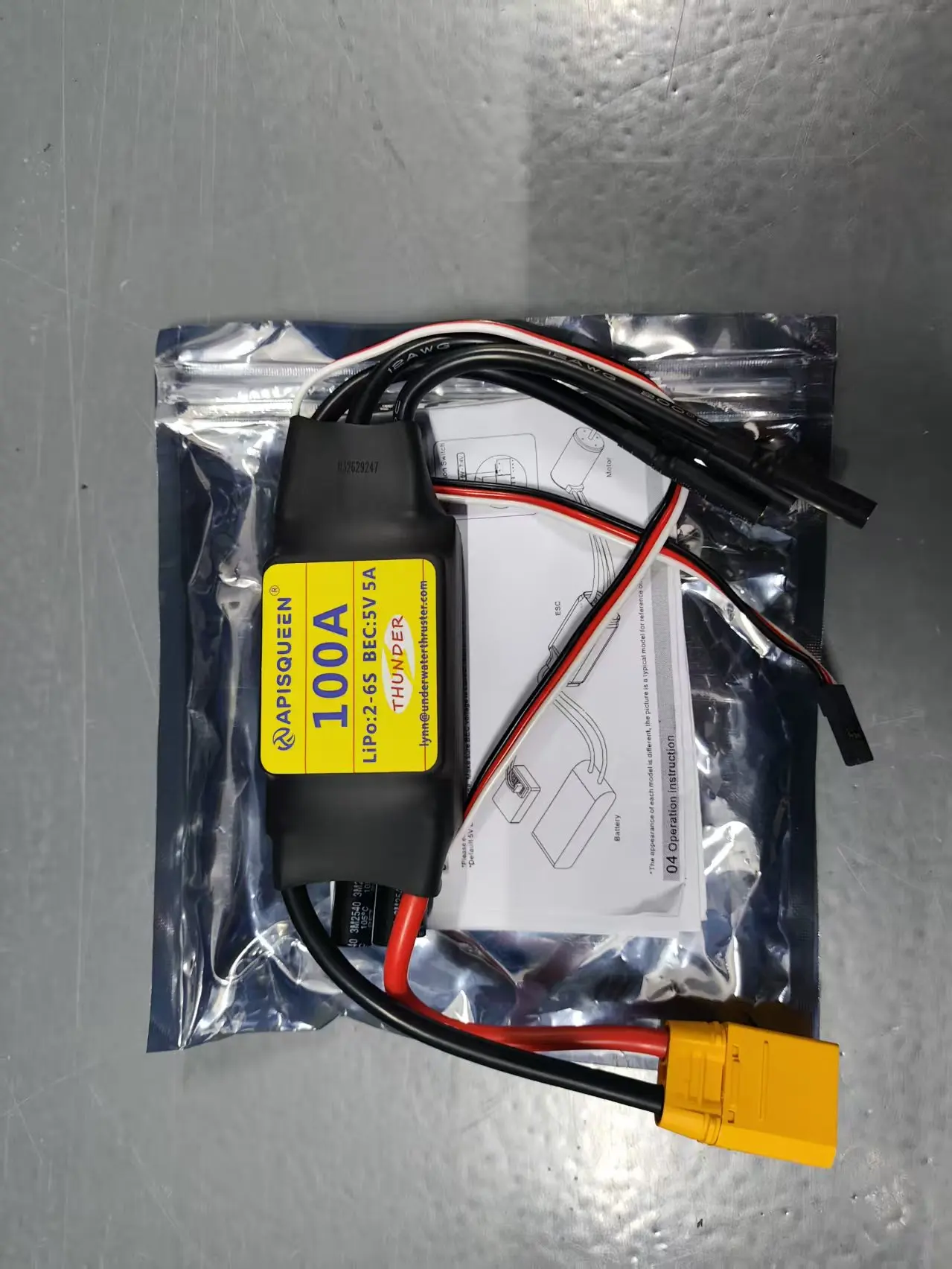100A ESC 3-6S Electric Speed Controller 5v/6v/7.4v 5A BEC with XT90 4.00mm Bullet Plugs for RC Drone Airplane Brushless Motors