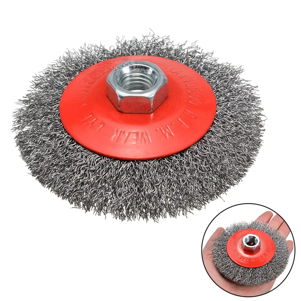 100mm Thread Rotary Stainless Steel Wire Brush Bevel Wheel Angle Grinder Tool Accessories Woodworking Tools Lixadeira