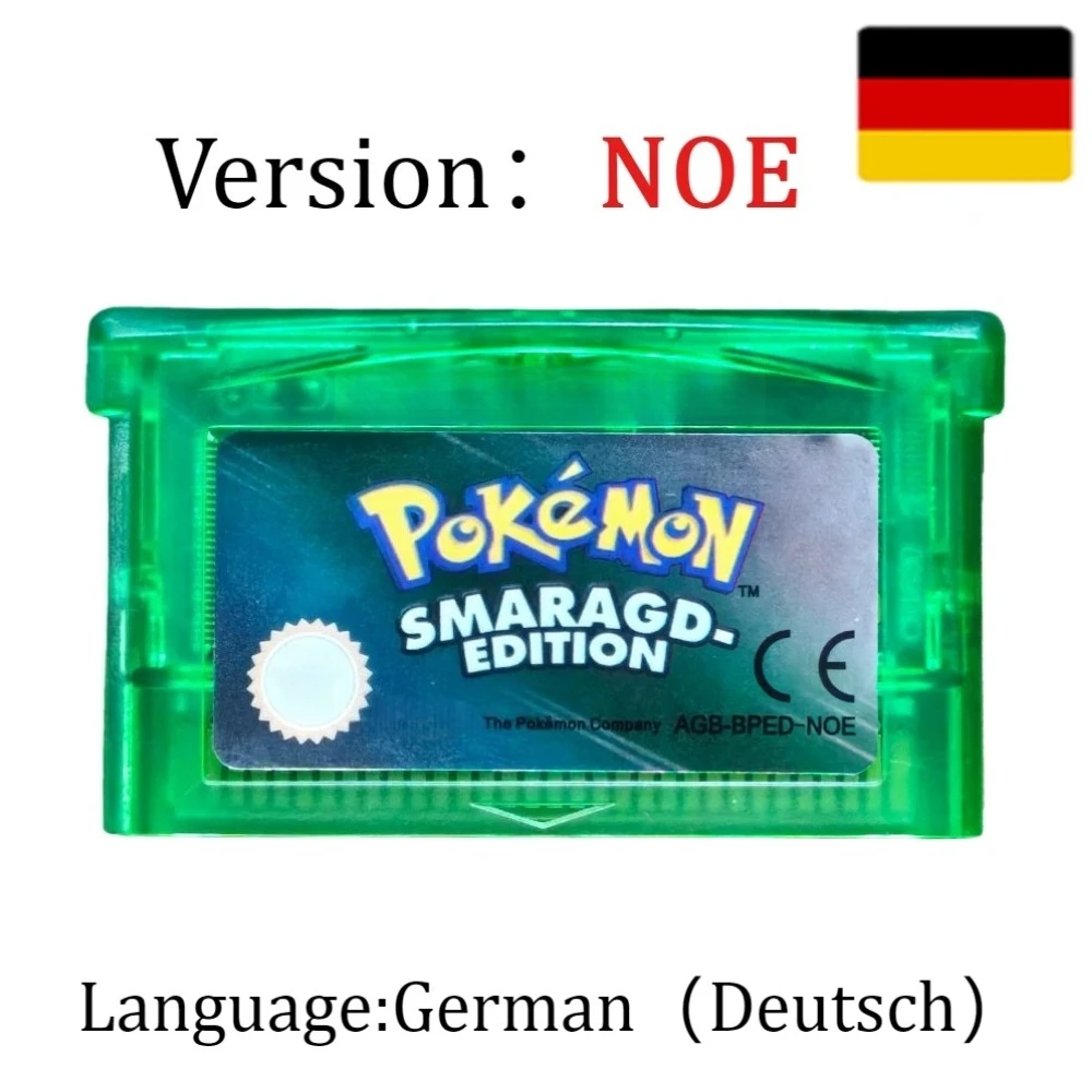 NOE Deutsch für GBA NDSL NDS GBM SP Pokemon-Serie GBA 32-Bit-Videospielkassette Konsolenkarte Hochwertige Klassische Anime-Spiele
