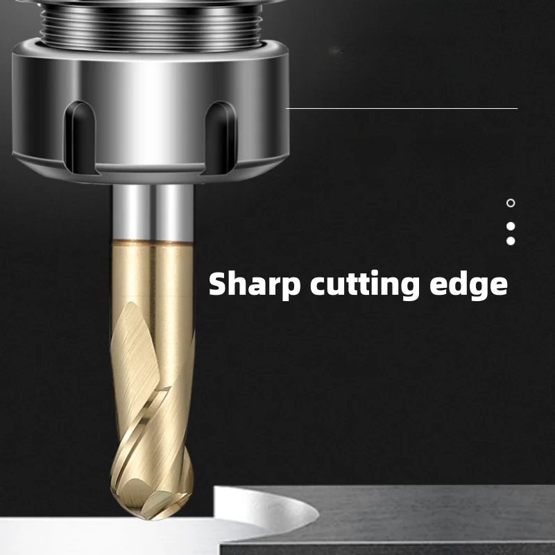Ball Nose End Mill 2 Flute HRC75 Nano Coated Titanium Alloy Hard Steel Cast Iron Brass Carbide Tool Tungsten Milling Cutter