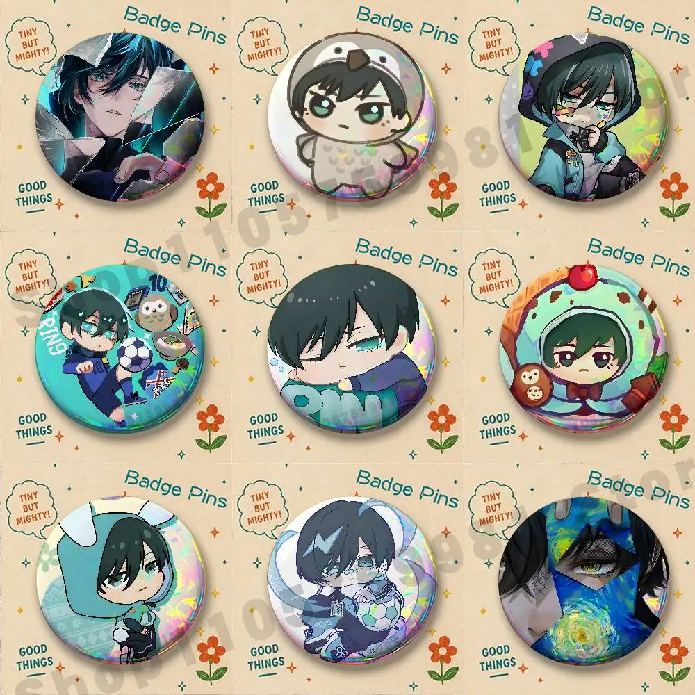 Cute Striker PXG I-Itoshi Rin Badges Pins Button Custom Anime Role Old-school Brooches Cartoon Collar Gifts