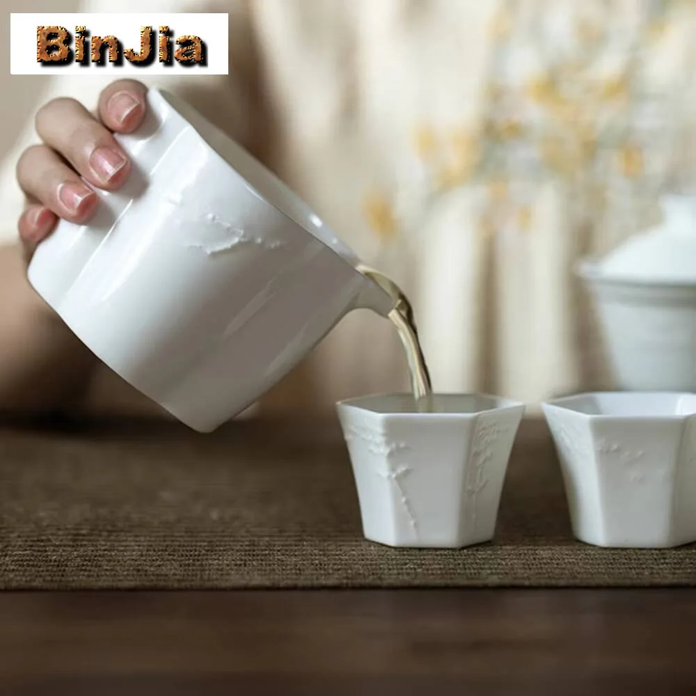 190 مللي الأغنام الدهون اليشم الأبيض الخزف إبريق الشاي اليدوية الإغاثة تشا هاي العدالة كوب الصينية مجموعة لوازم الديكور الحلي #4