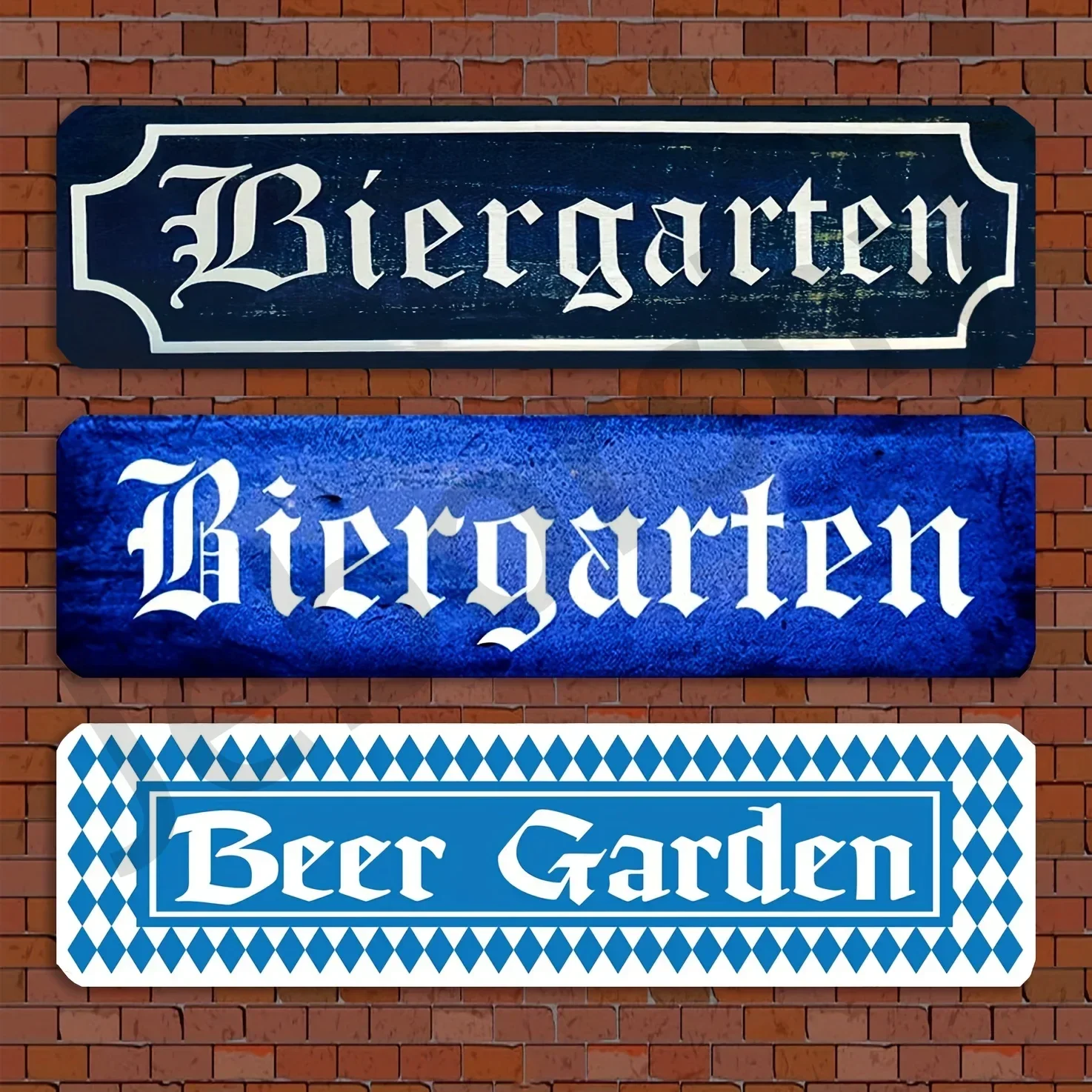 Biergarten Beer Garden German Metal Sign, Blue Bar Brewery Pub Hall Aluminum Sign, Drinking Restaurant Drinker Plaque Decor,