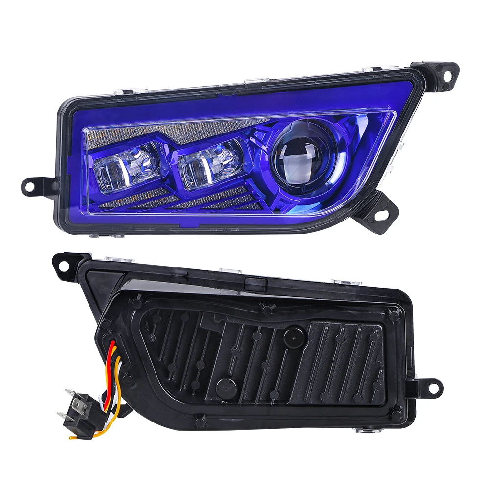 أجزاء وملحقات Atv Utv سطوع فائق 120 واط LED لمبة المصباح H4 H/l شعاع مع عيون الملاك DRL لـ Polaris RZR 1000 14-16 #2