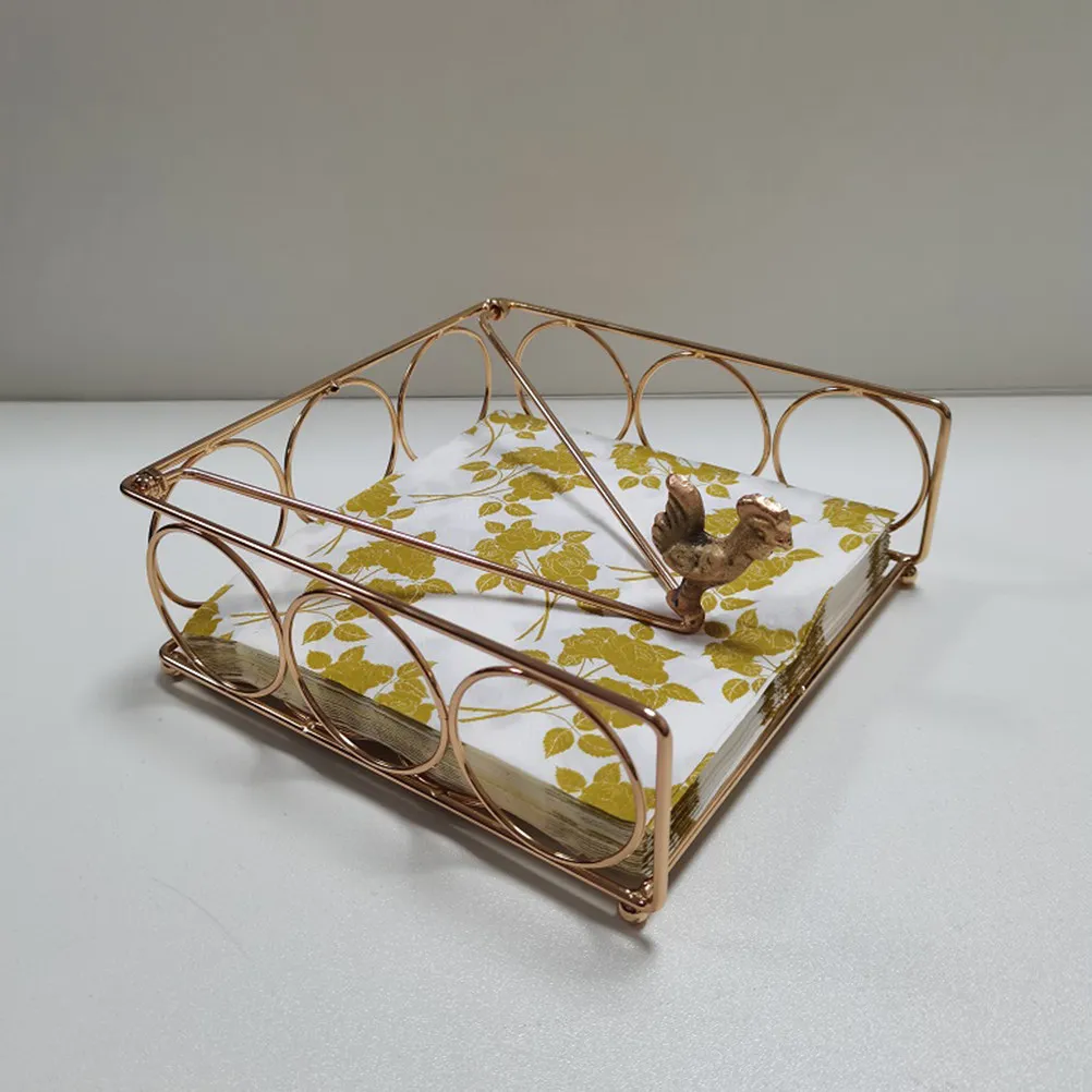 Metal Napkin Holder Stand for Dining Table Kitchen Bar Restaurant Hotel Office Vintage Style Iron Napkin Organizer Stable Flat view 5