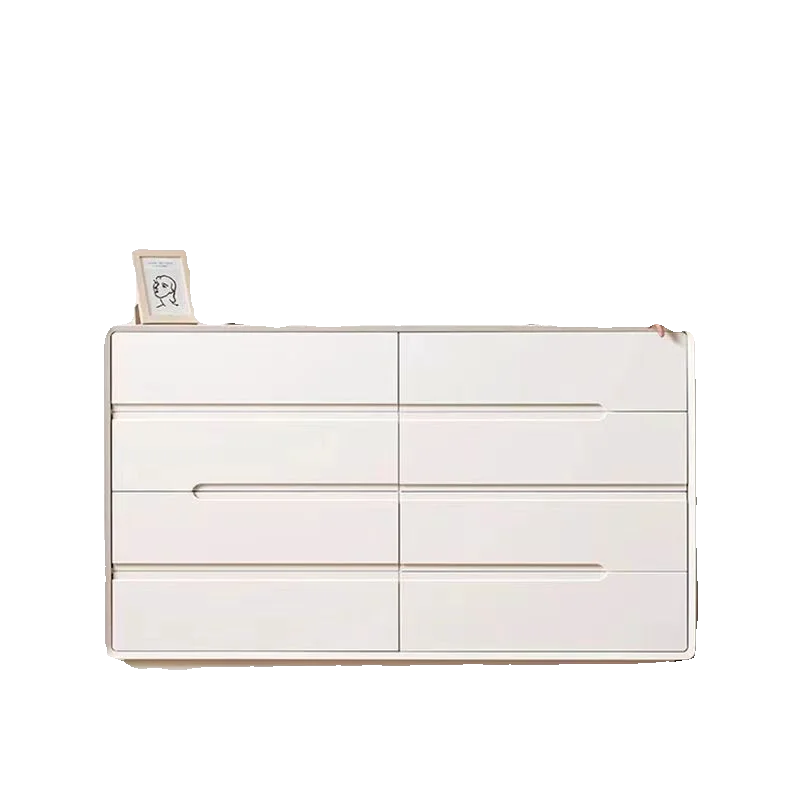 

Тумба из массива дерева с восемью отделениями, кожаная, в минималистичном кремовом стиле, прикроватная тумба для хранения, современная простая тумба для гостиной (на пять или шесть предметов)