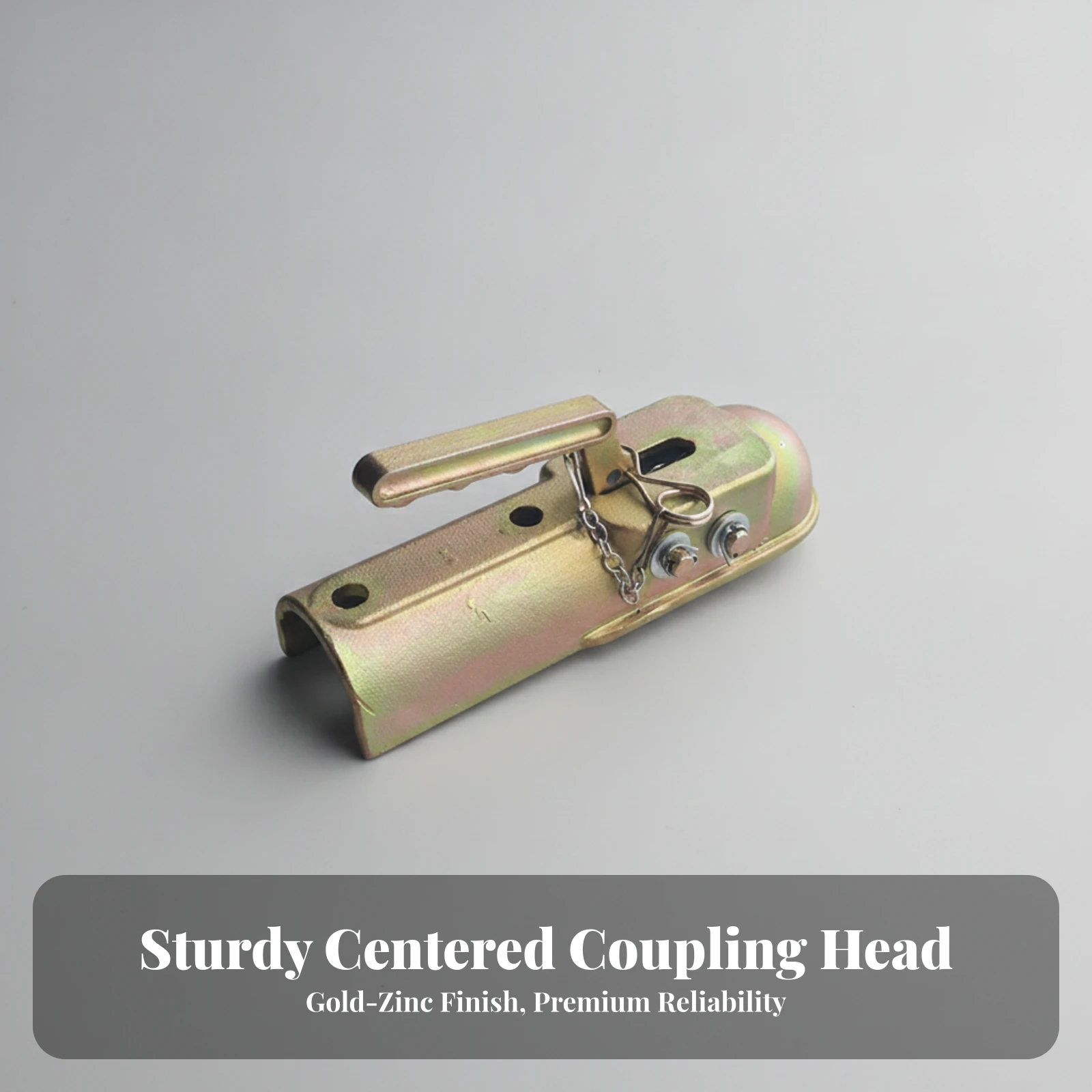 Trailer Coupler with Safety Pin High-Strength Ball Hitch Coupler Hardware Gold-Plated Corrosion-Resistant