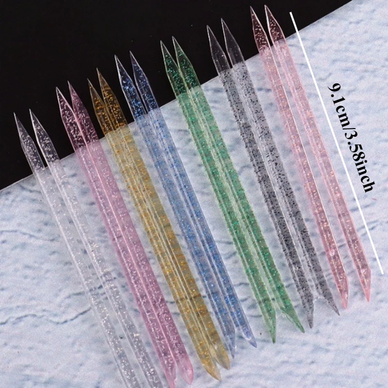 Baguette d'art d'ongle à poignée en cristal à Double tête, nail art portable DIY, adaptée à la maison, aux fournitures de salon et aux amateurs d'ongles