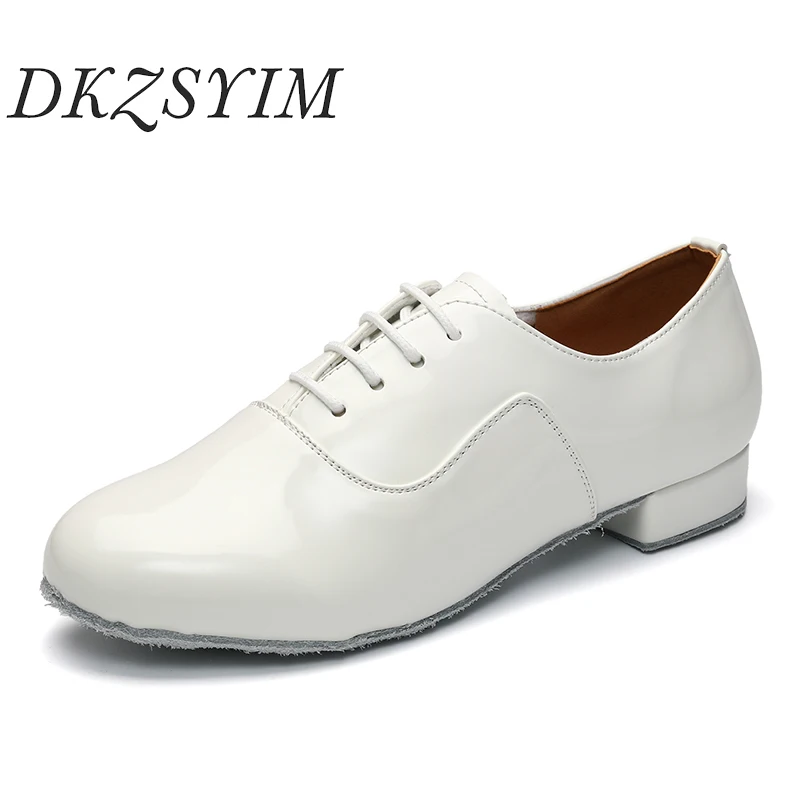 Men Modern Dance Shoes For Latin Rumba Jazz Waltz Ballroom Party Tango Training Shoes Soft Sole Leather Lace-Up Heels 2.5cm