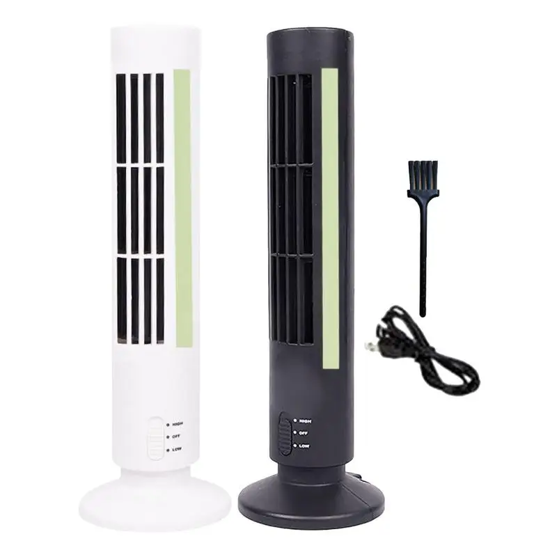 Mini Tower Fan With LED Light 360 Degree Rotation Cooling Fan Electric Vertical Fan Portable Air Conditioner For Work Area