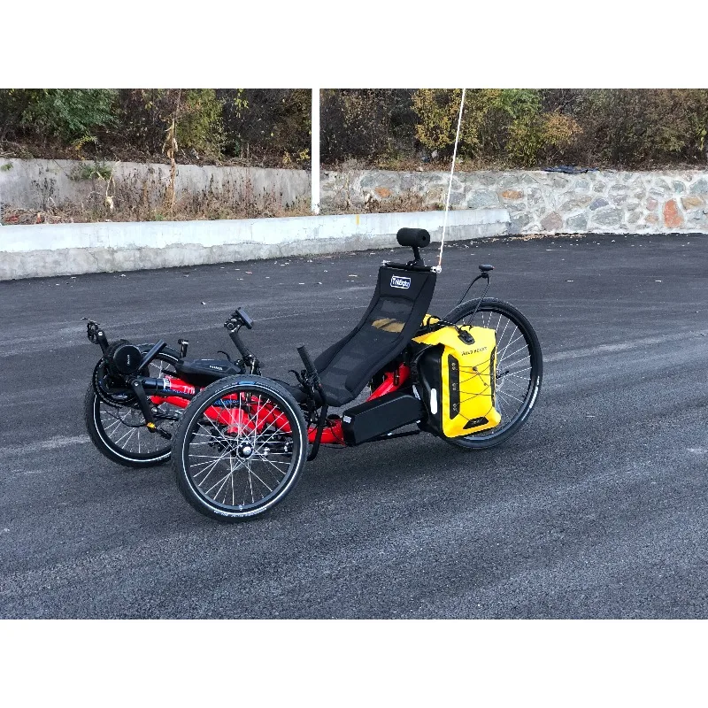 Long-distance travel aluminum alloy three-wheeled octagonal 500W electric horizontal tricycle with suspension seats