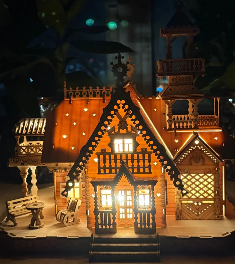 3D ปริศนาไม้ Villa House Royal ปราสาท Light Assembly ของเล่นเด็กผู้ใหญ่ DIY ชุดตกแต่งโต๊ะสําหรับของขวัญ G223