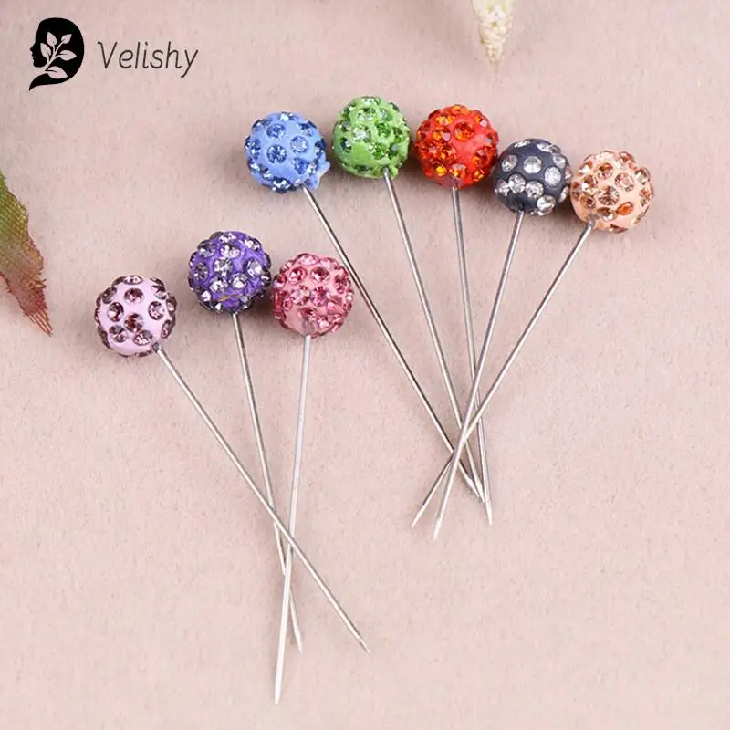 30Pcs 10mm Crystal Ball Brooch Pin Fashion Muslim Hijab Scarf Pins Scarf Clip Wedding Pin For Women Rhinestone Ball Brooch